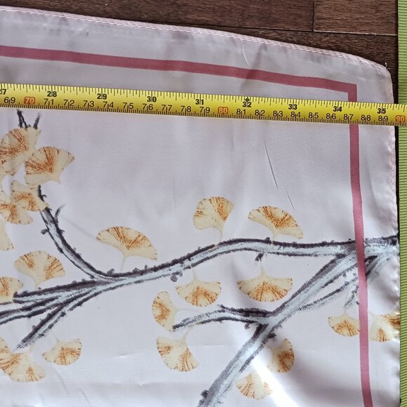 Scarf Women's Scarf Necker chief Wrap Bandana100% Silk Pink Flowers 35" Square - Picture 5 of 6